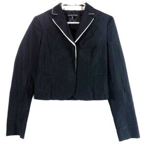 Dell'acqua Silk Blazer Womens M Vintage Crop Black Italian Designer Minimalist